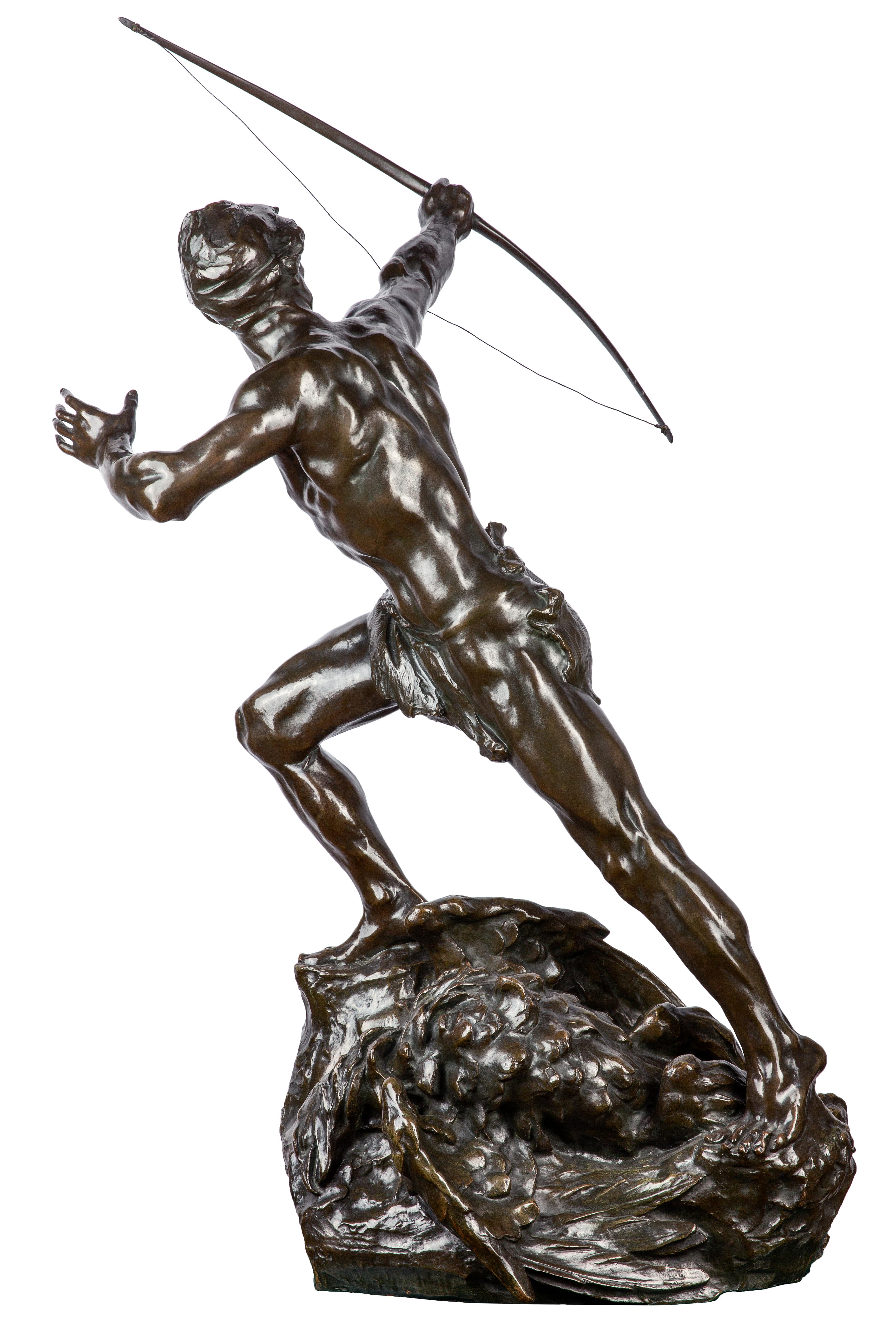 Die Adler Jägerin (Romantik), Sculpture, von Jef Lambeaux