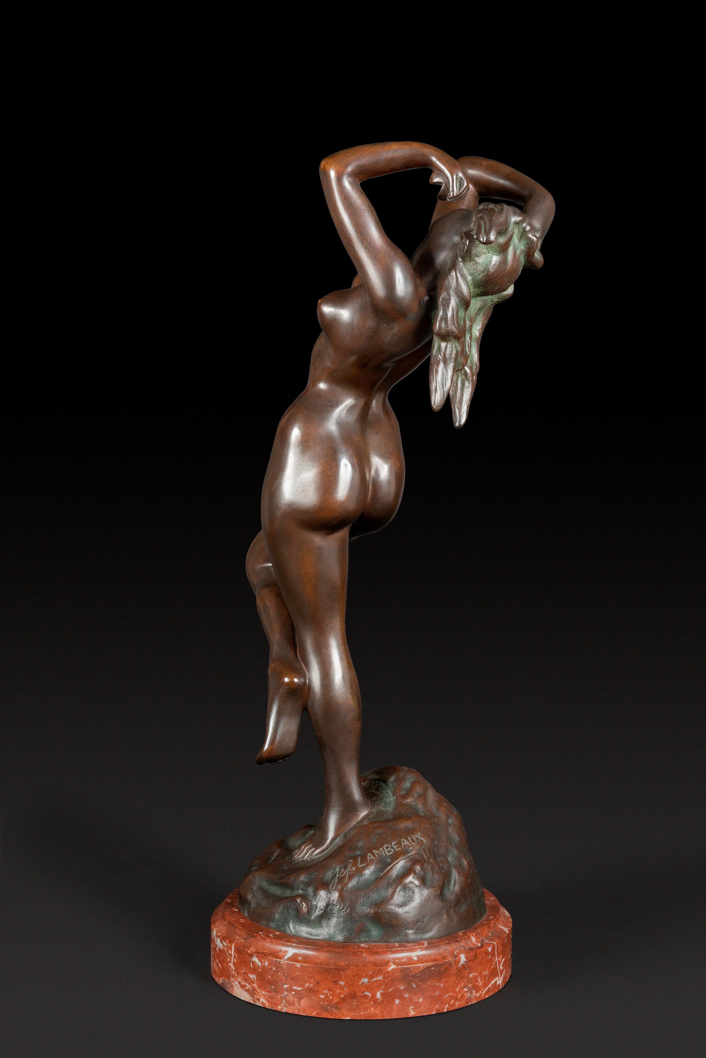 Belga JEF LAMBEAUX (1852 - 1908) Statua di bronzo 