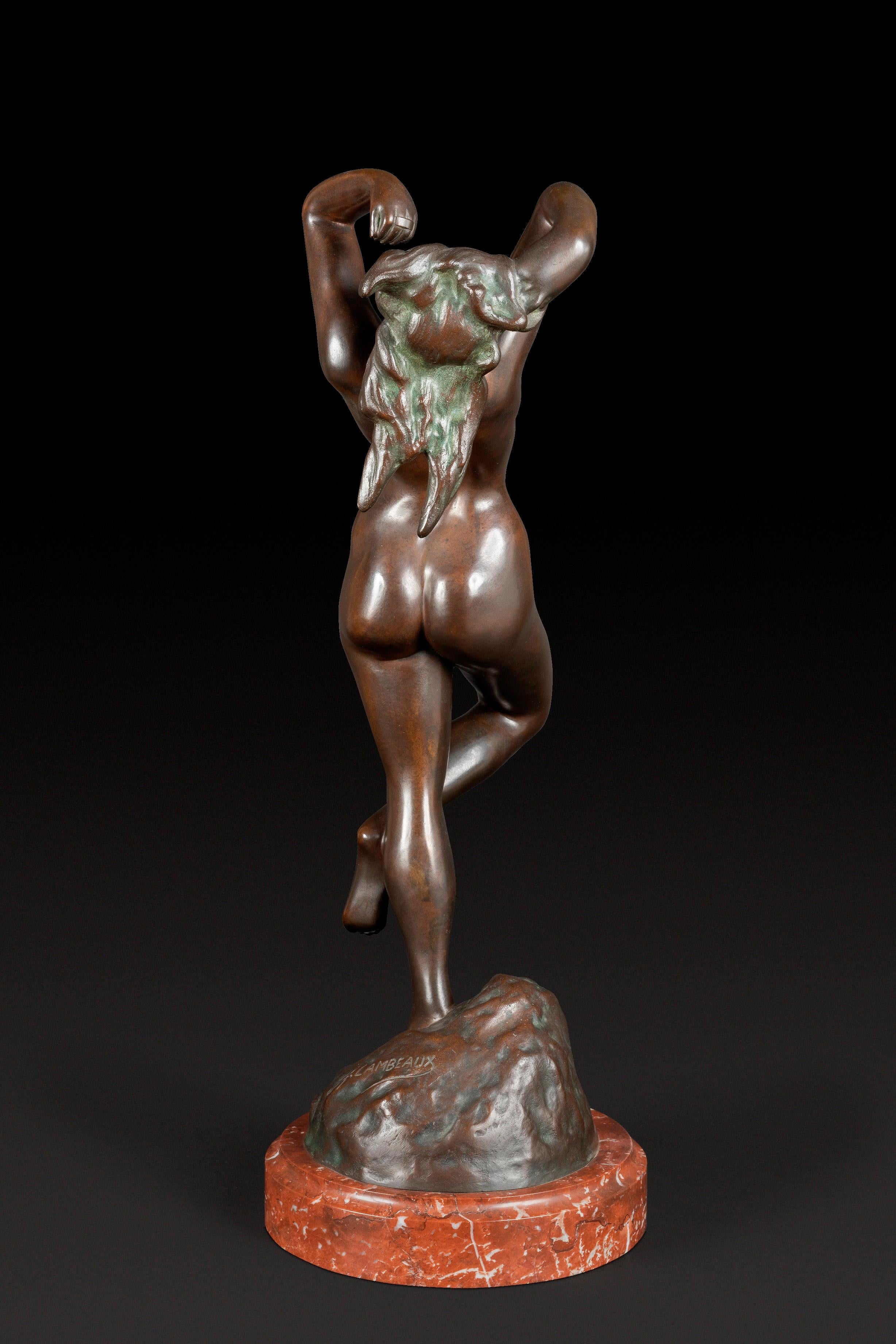 Bronzato JEF LAMBEAUX (1852 - 1908) Statua di bronzo 