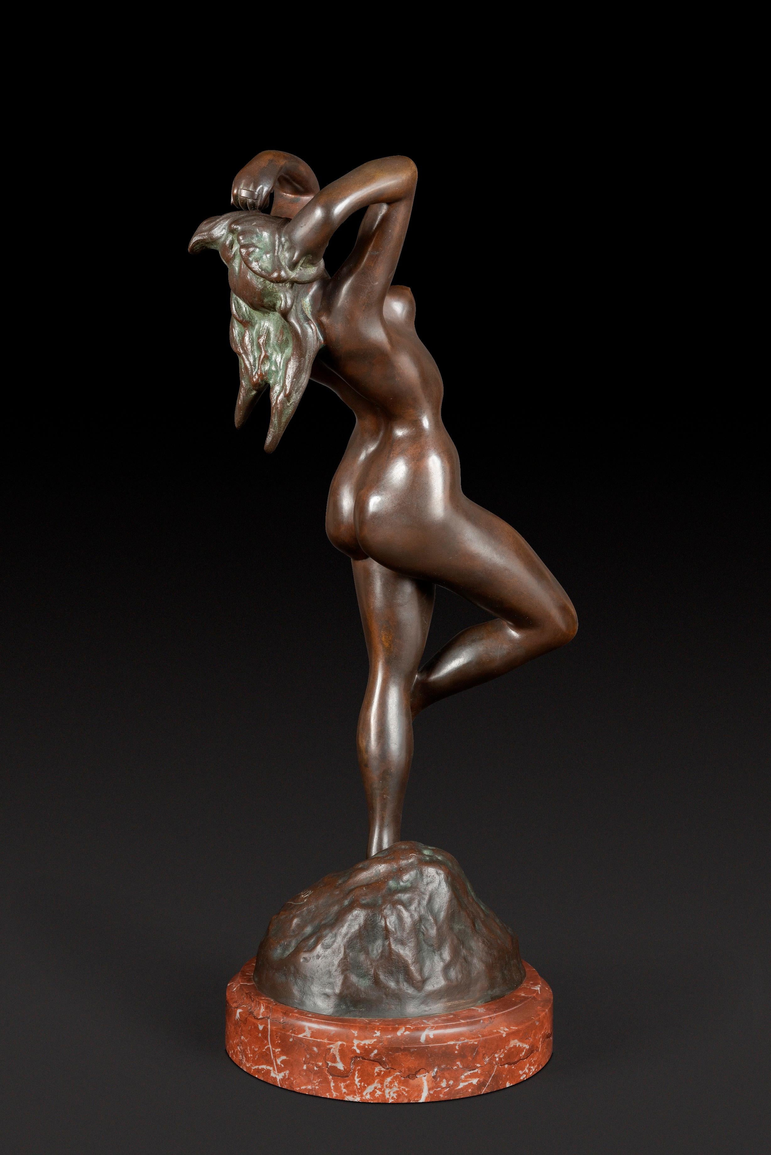 XIX secolo JEF LAMBEAUX (1852 - 1908) Statua di bronzo 