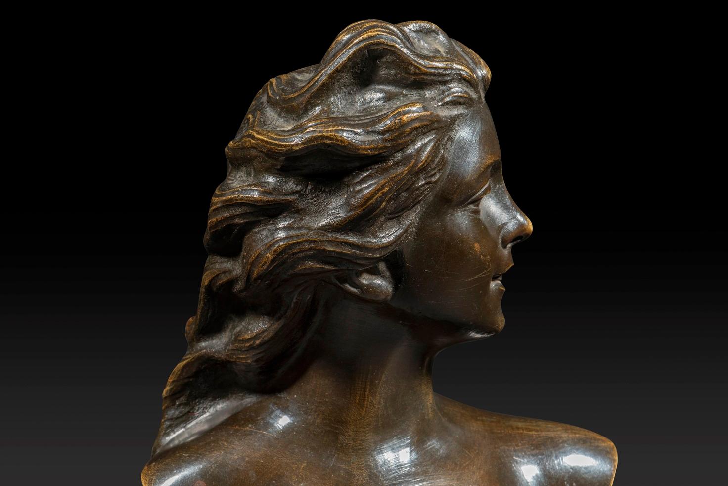 JEF LAMBEAUX (1852-1908) « Buste of a Young Woman » en bronze en vente 3