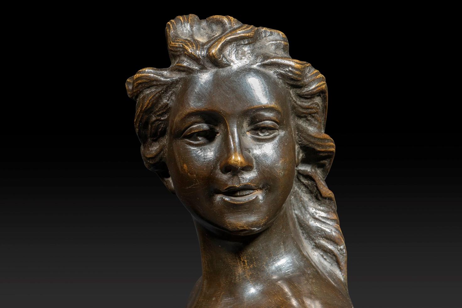 JEF LAMBEAUX (1852-1908) « Buste of a Young Woman » en bronze en vente 4