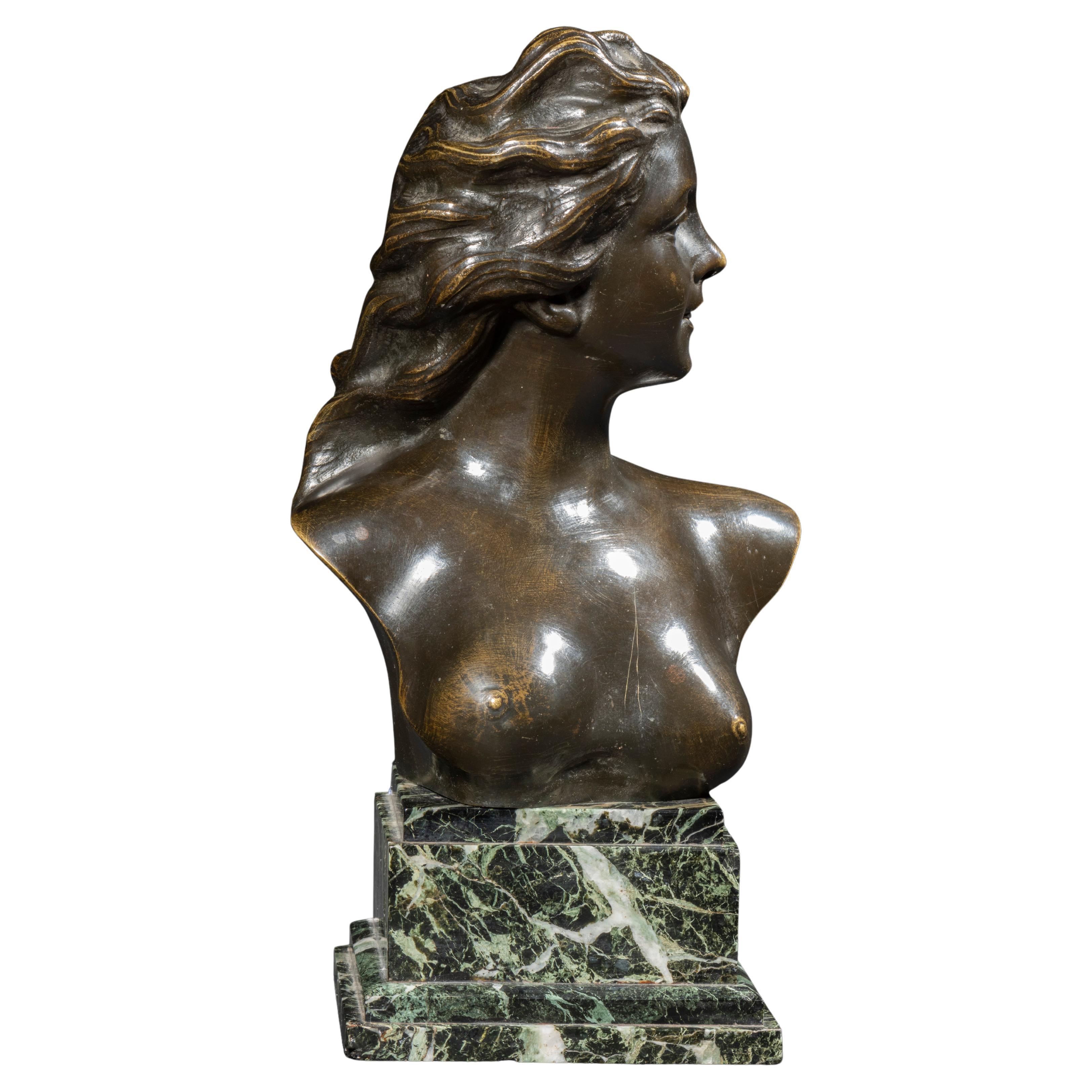 JEF LAMBEAUX (1852-1908) « Buste of a Young Woman » en bronze en vente