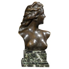 JEF LAMBEAUX (1852-1908) « Buste of a Young Woman » en bronze