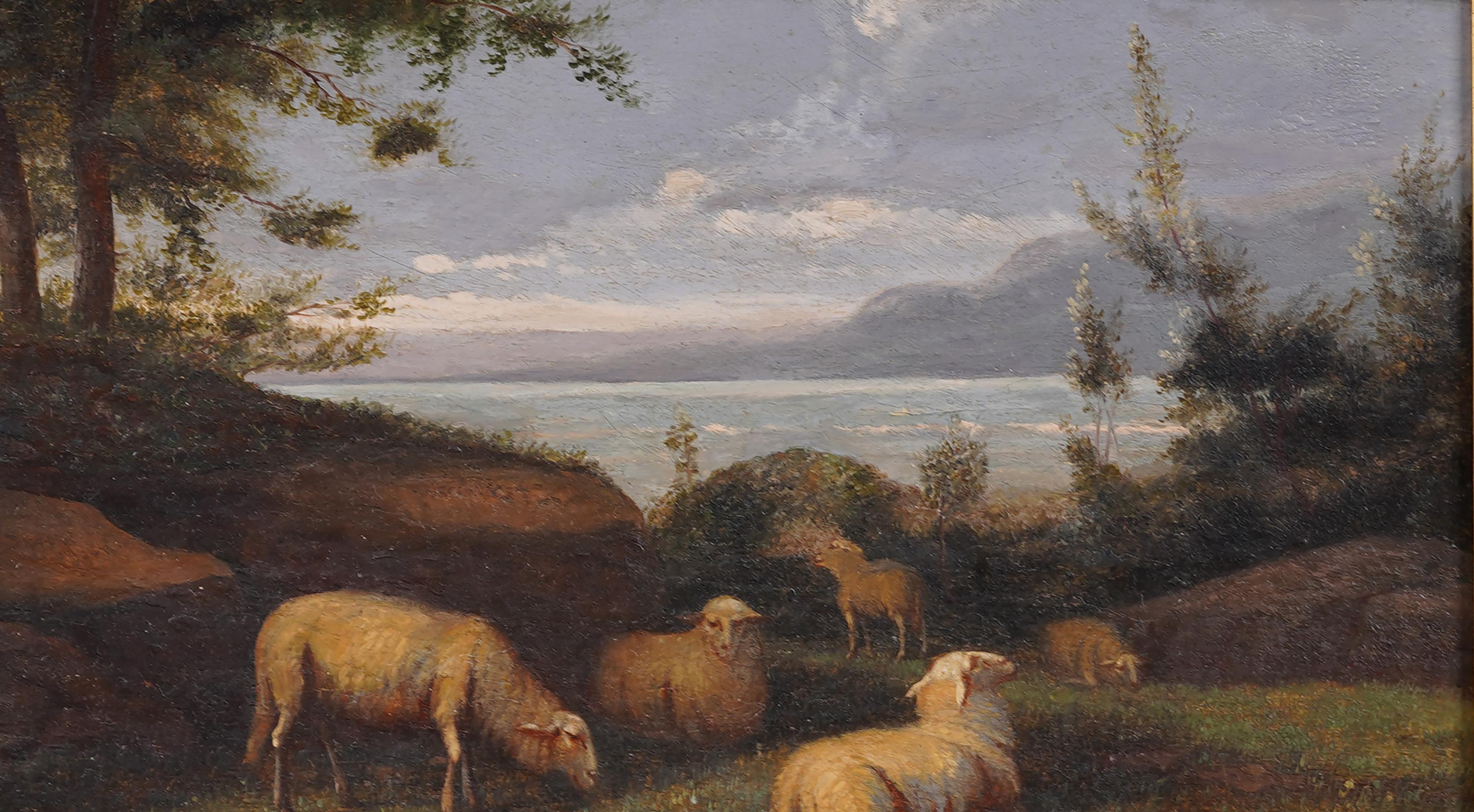 Antico paesaggio olandese dipinto a olio da Jef Louis Leemputten (1865 - 1948). Olio su tavola. Firmato. Incorniciato. Misura 18 x 22 in totale e 10 x 14 solo per il dipinto.  