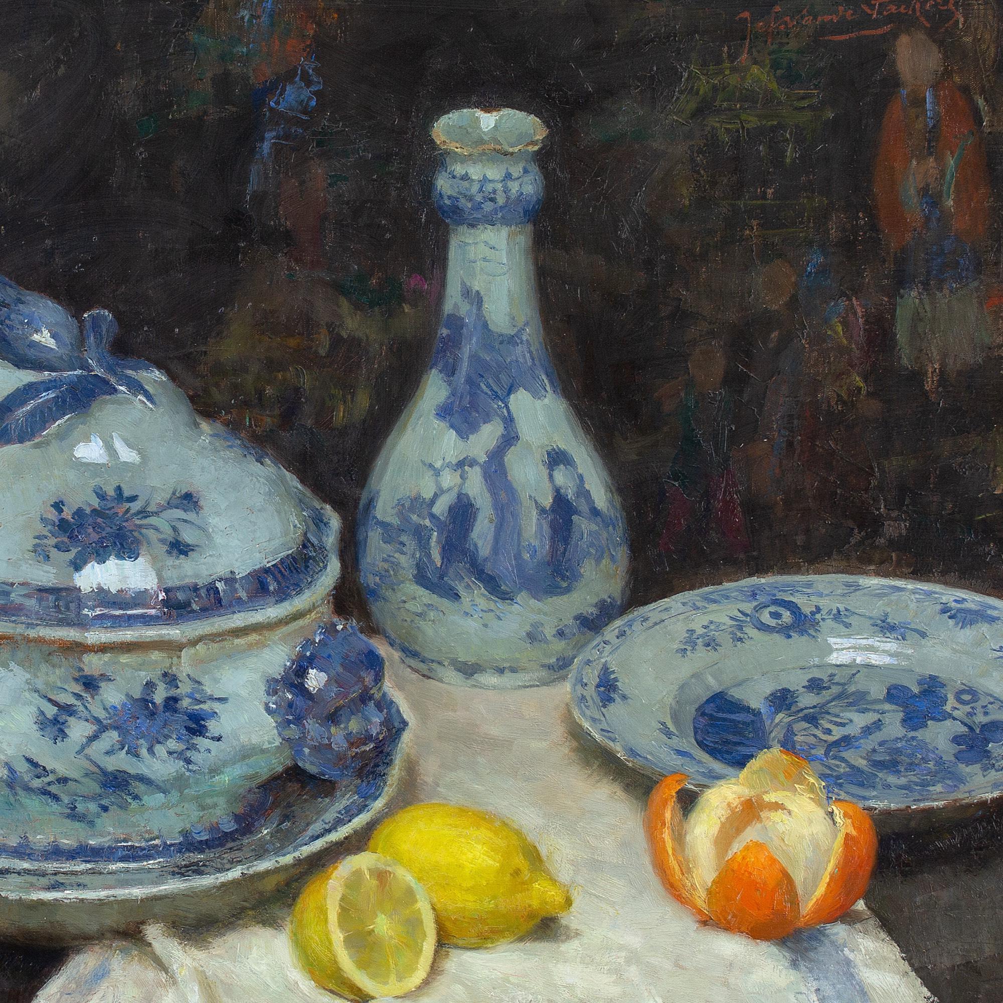Jef Van De Fackere, Still Life With Ceramics, Lemons & Orange 6