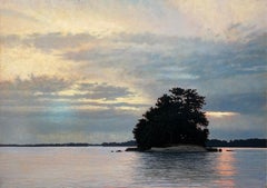 Island at Sunset - Island and Water Oil Painting