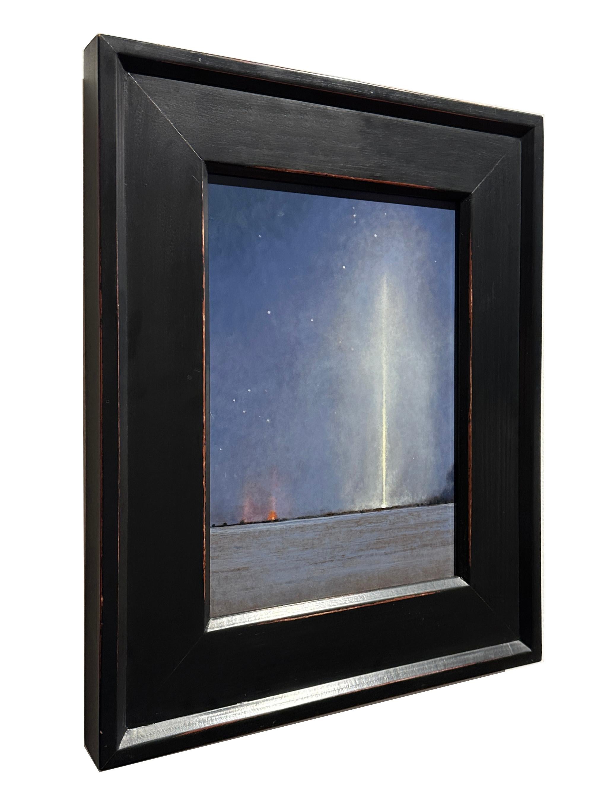 Light Pillar - Atmospheric Optical Phenomenon, Framed Oil Painitng For Sale 1