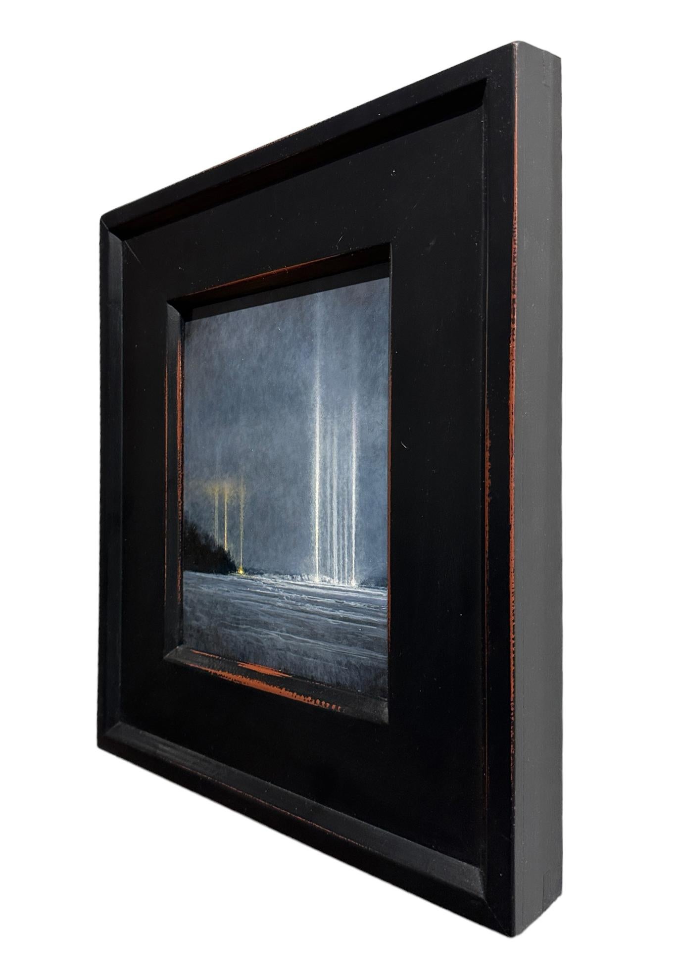 Light Pillars - Atmospheric Optical Phenomenon, Framed Oil Painting For Sale 2