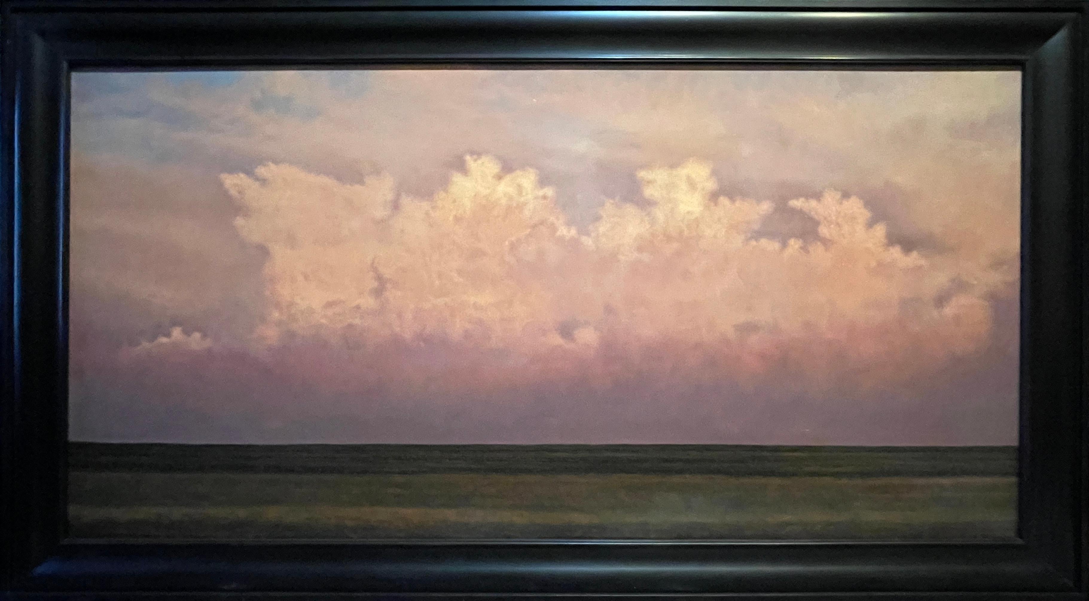 Ligne de Cumulus à l'est de Clayton - Peinture à l'huile de paysage à grande échelle avec nuages