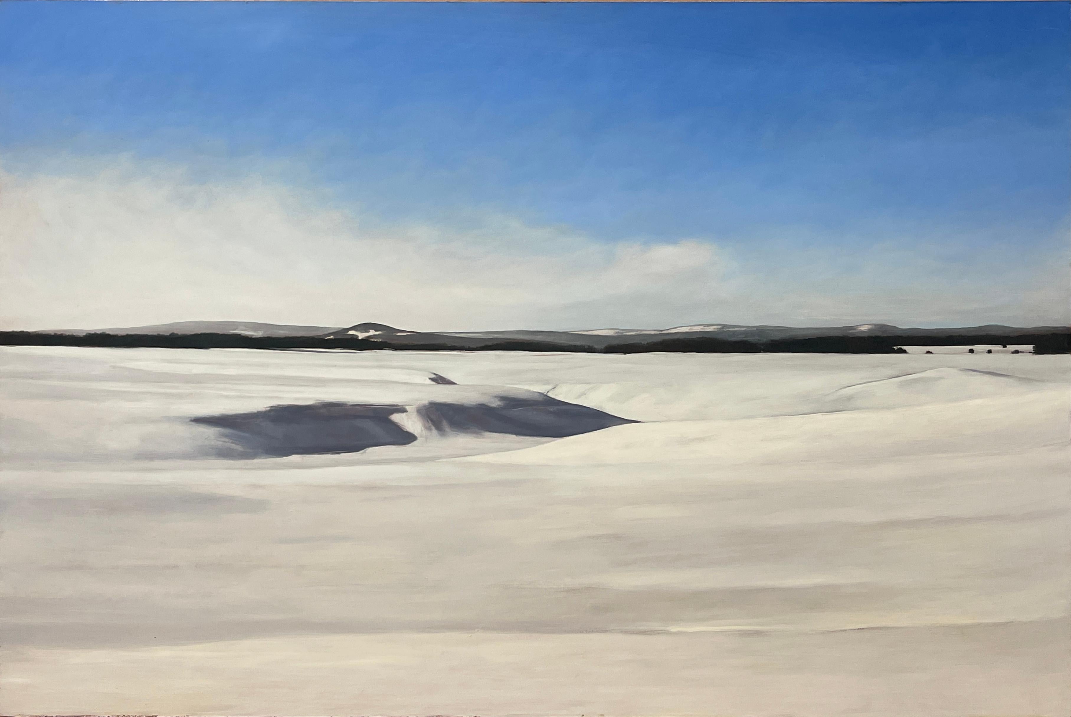 Meadow in Snow - Snowscape Oil Painting