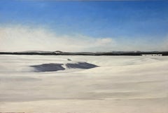 Pré dans la neige - Peinture à l'huile d'un paysage de neige