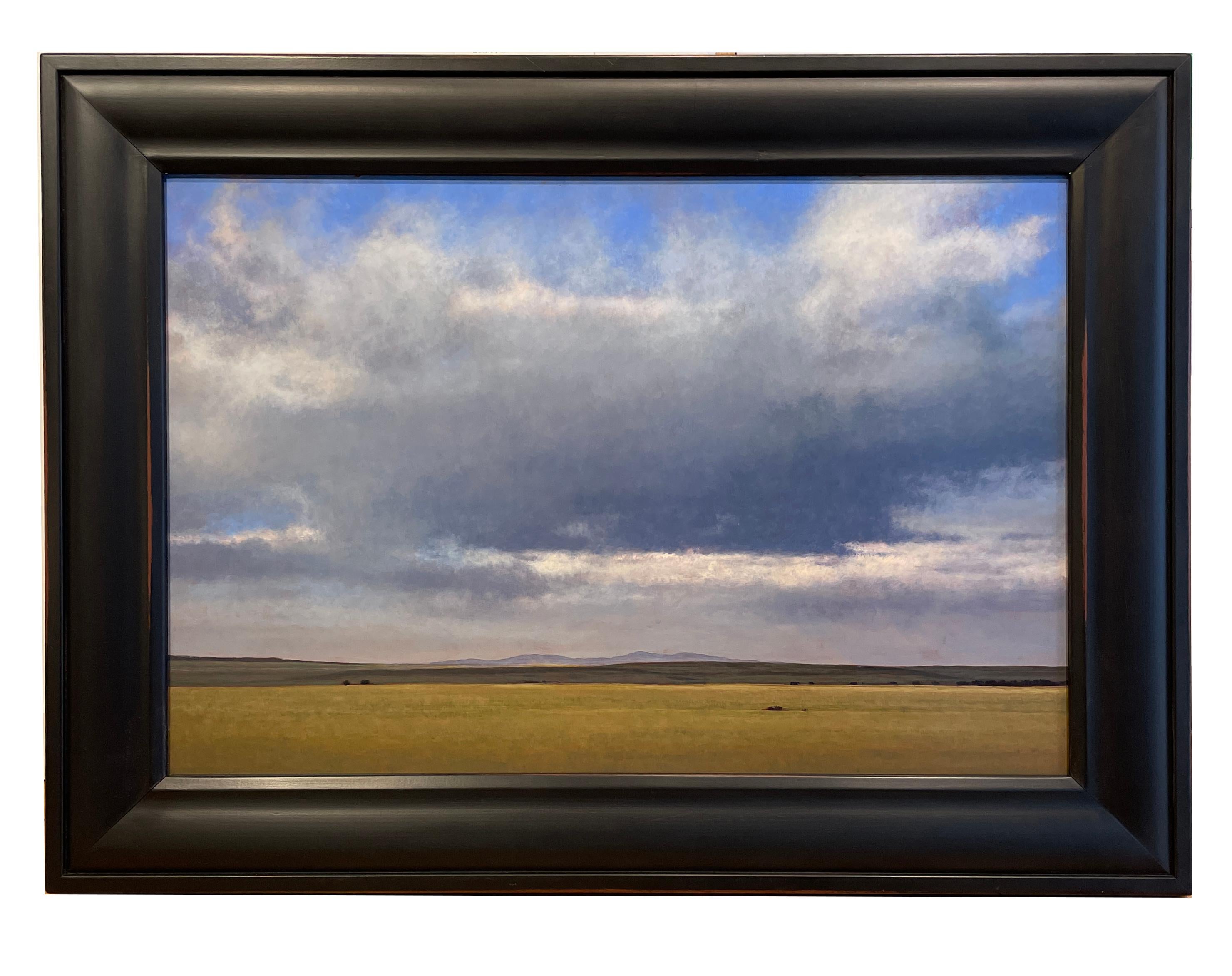 Nord von Las Vegas - Vase Golden Plain unter einem wolkengefüllten Himmel , Öl auf Tafel (Zeitgenössisch), Painting, von Jeff Aeling