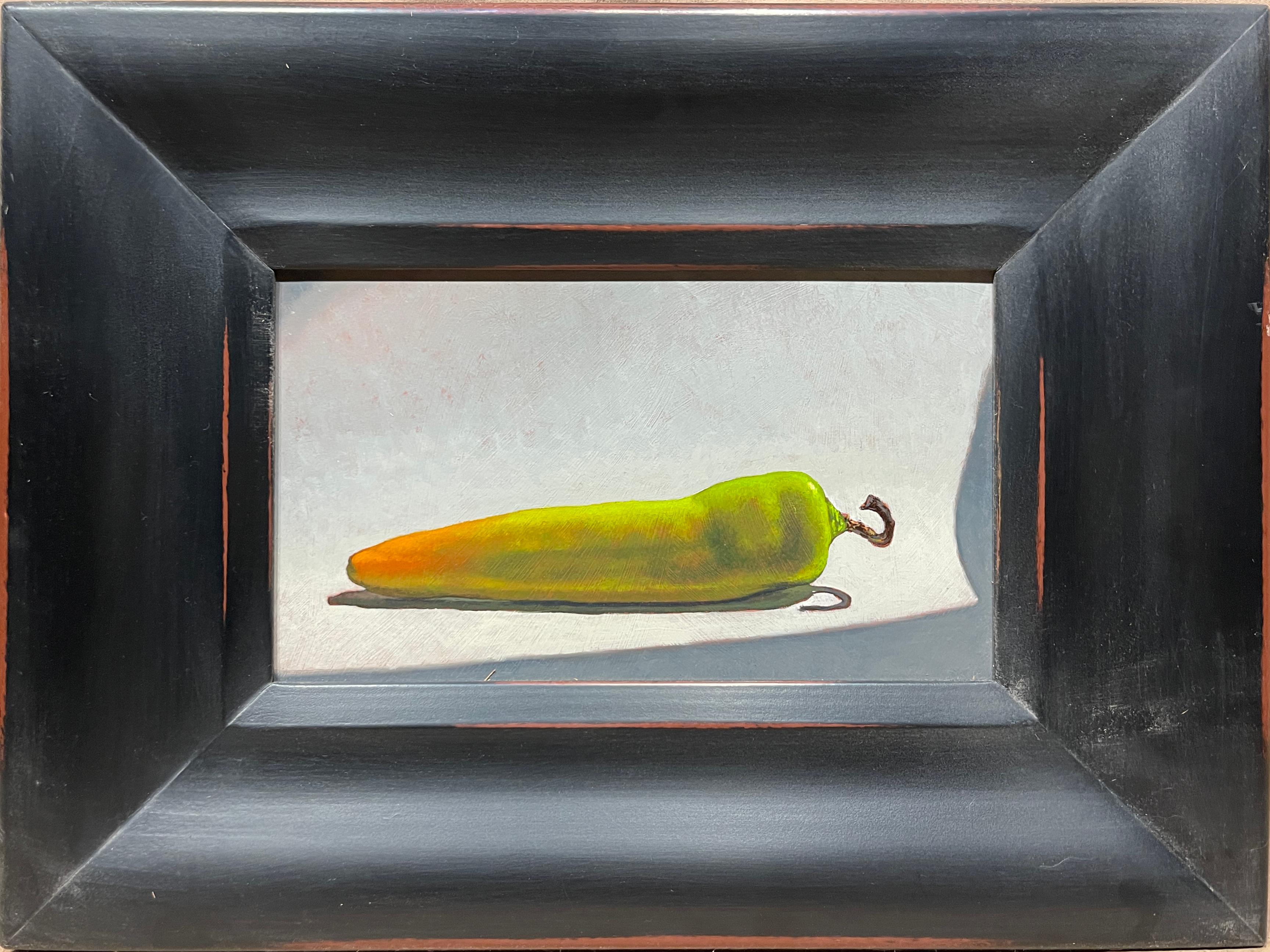 Pepper - Stilleben Ölgemälde mit leuchtend rotem und grünem Pfeffer