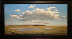 Étang et nuages près de Raton, NM - Peinture à l'huile d'un paysage à grande échelle