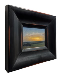Puesta de sol, Flint Hills - Sol poniente sobre verdes campos, Pintura al óleo enmarcada