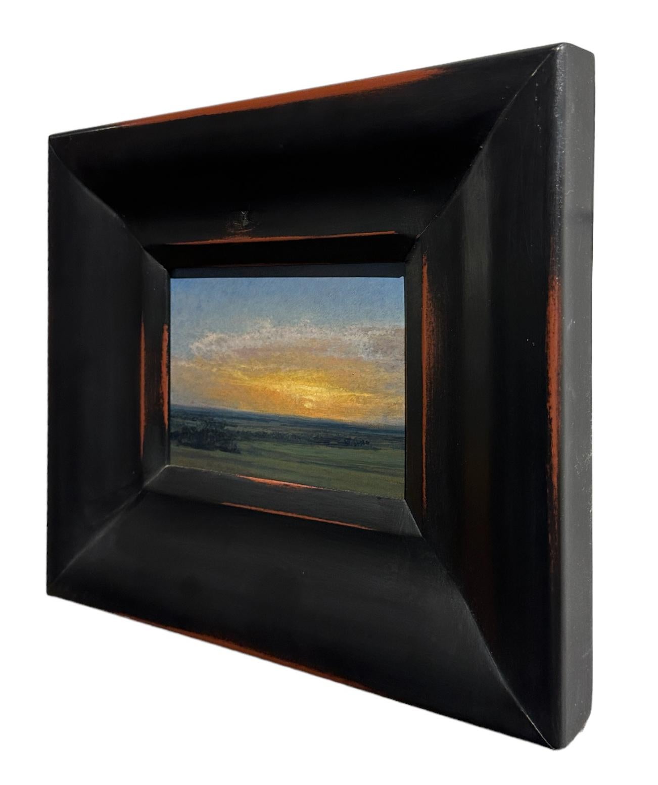Sunset, Flint Hills - Setting Sun Over Green Fields, Framed Oil Painting For Sale 2