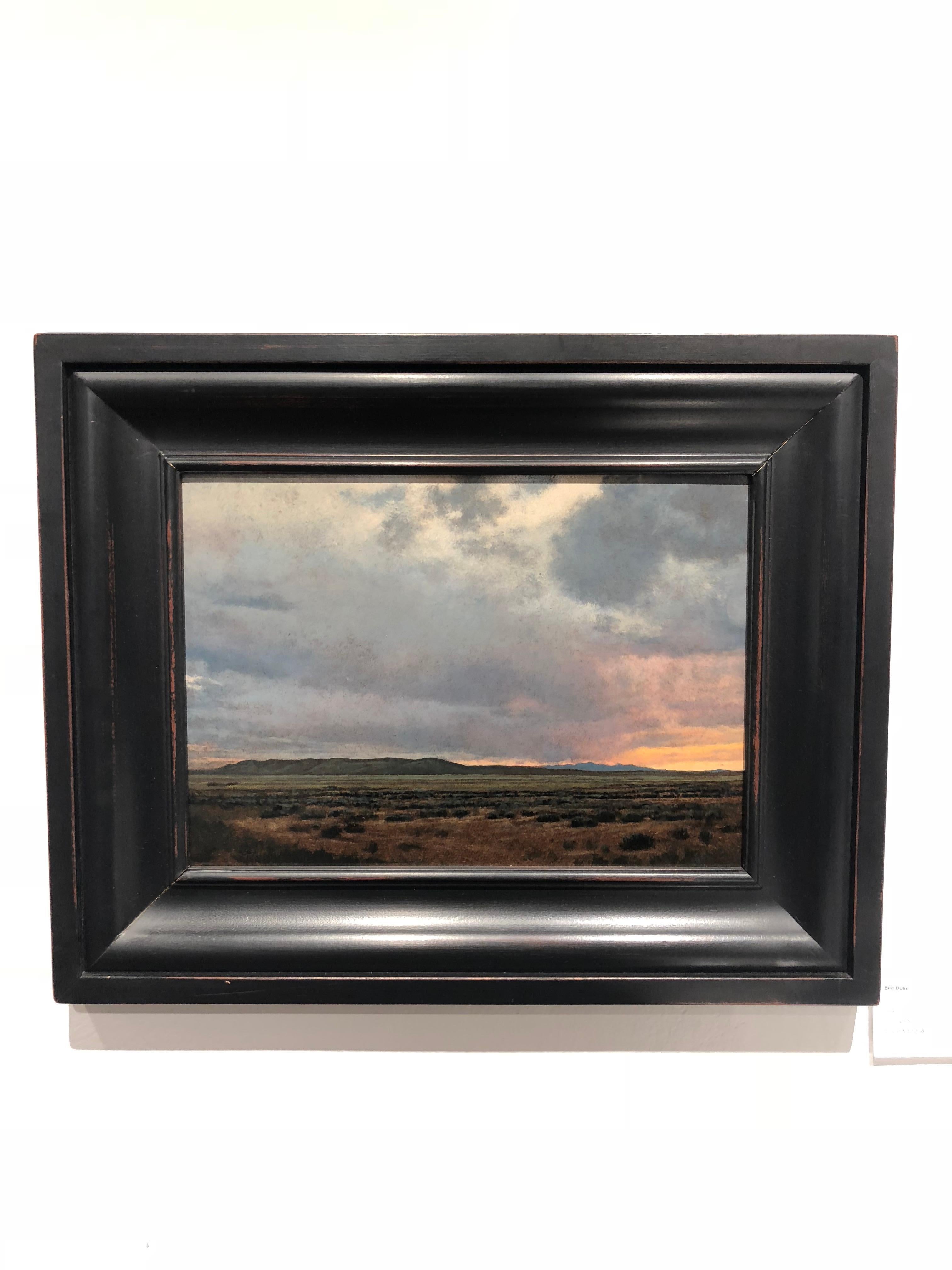Sunset South of Galisteo, NM - Small Scale Landscape Painting, Oil on Panel 2