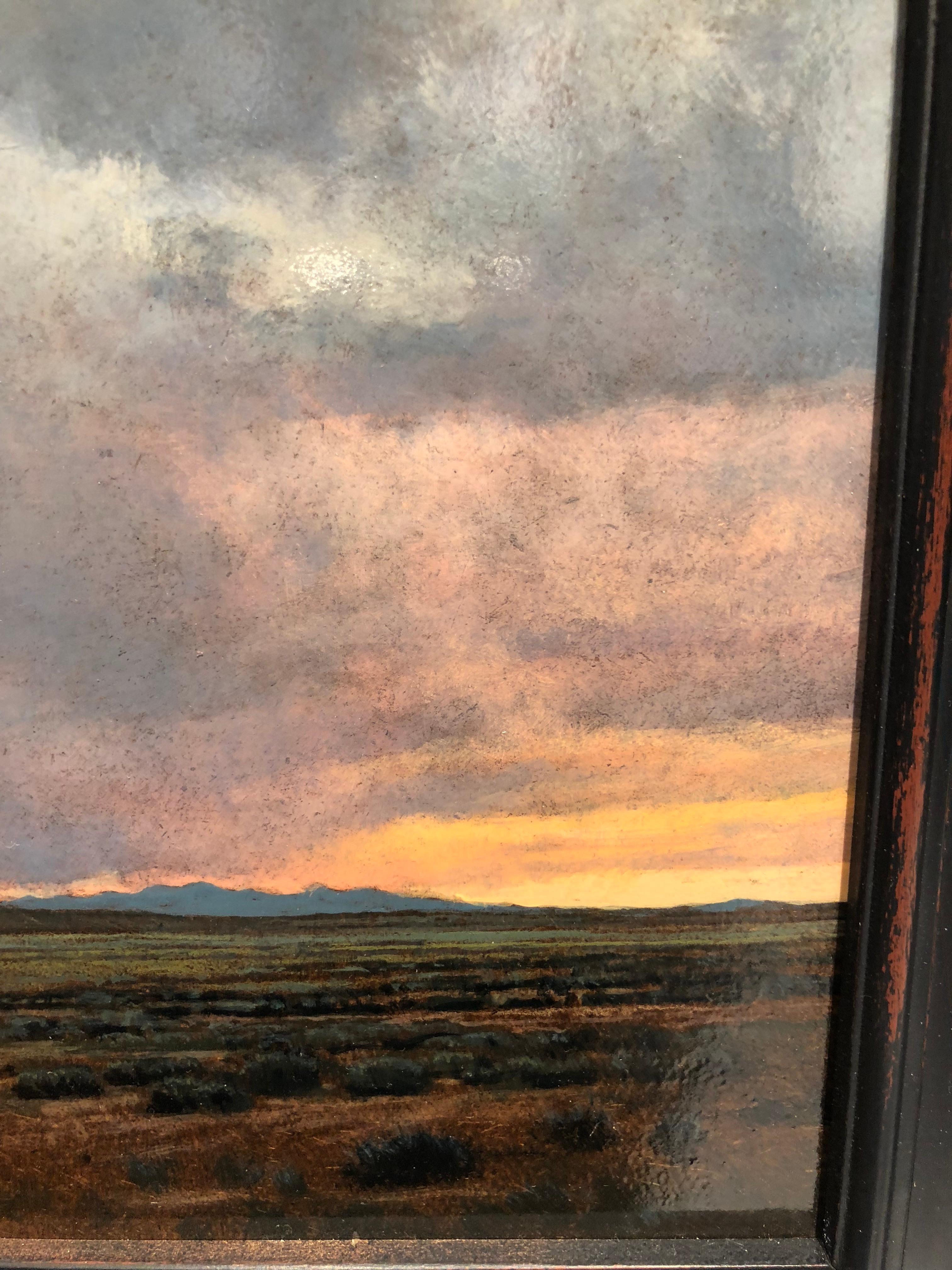 Sunset South of Galisteo, NM - Small Scale Landscape Painting, Oil on Panel 4