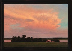 Thunderstorm Near Alton IL - Oil Painting on Panel of Midwest Landscape