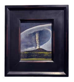 Volcano - Erupting Volcano with Swirling Cloud of Ash, Framed Oil Painting