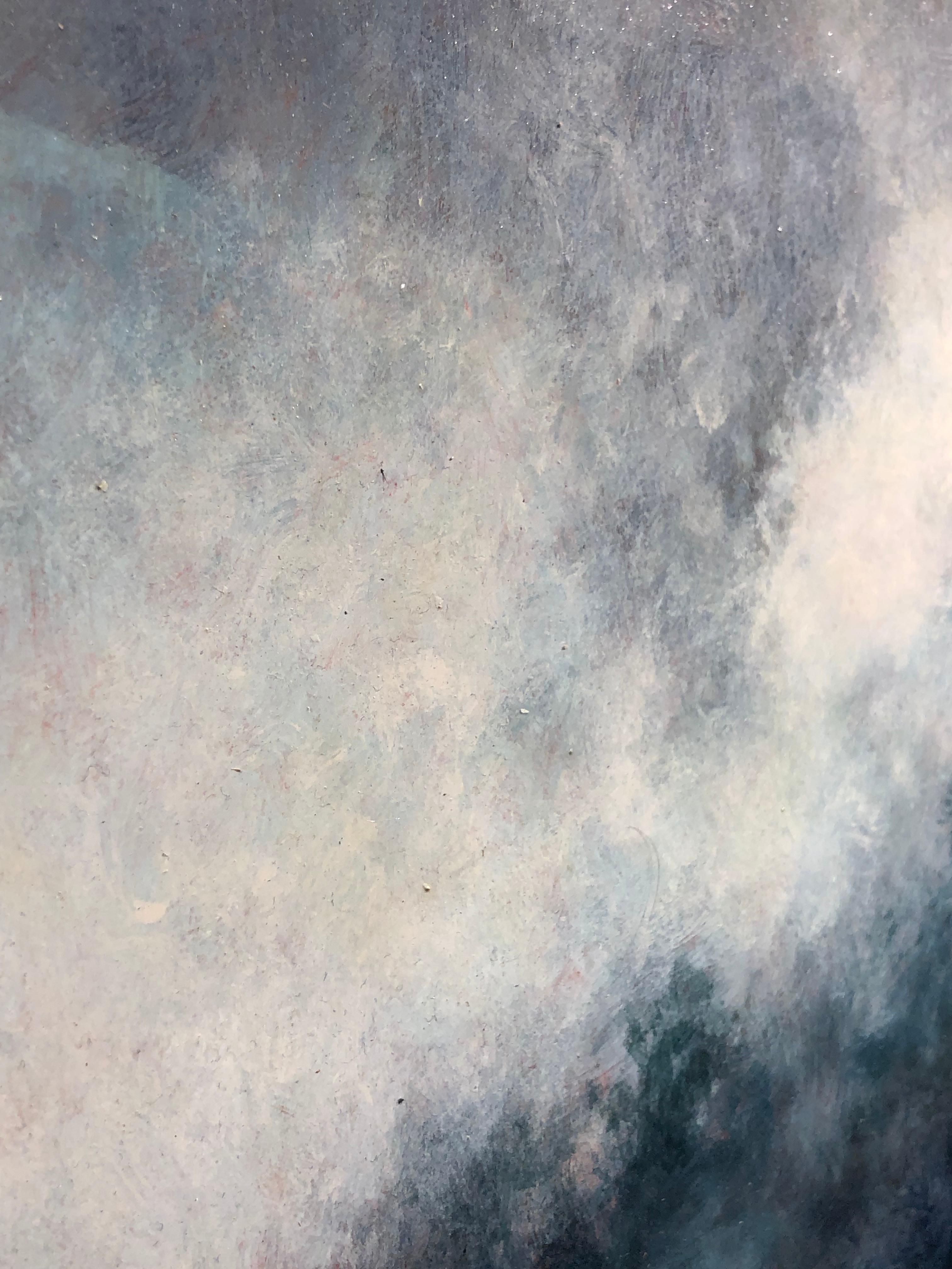 Wave Wave, Kauai – Öl auf Tafel, Gemälde in blauem Türkis, weißem Meeresschaum und grauem Grau im Angebot 2