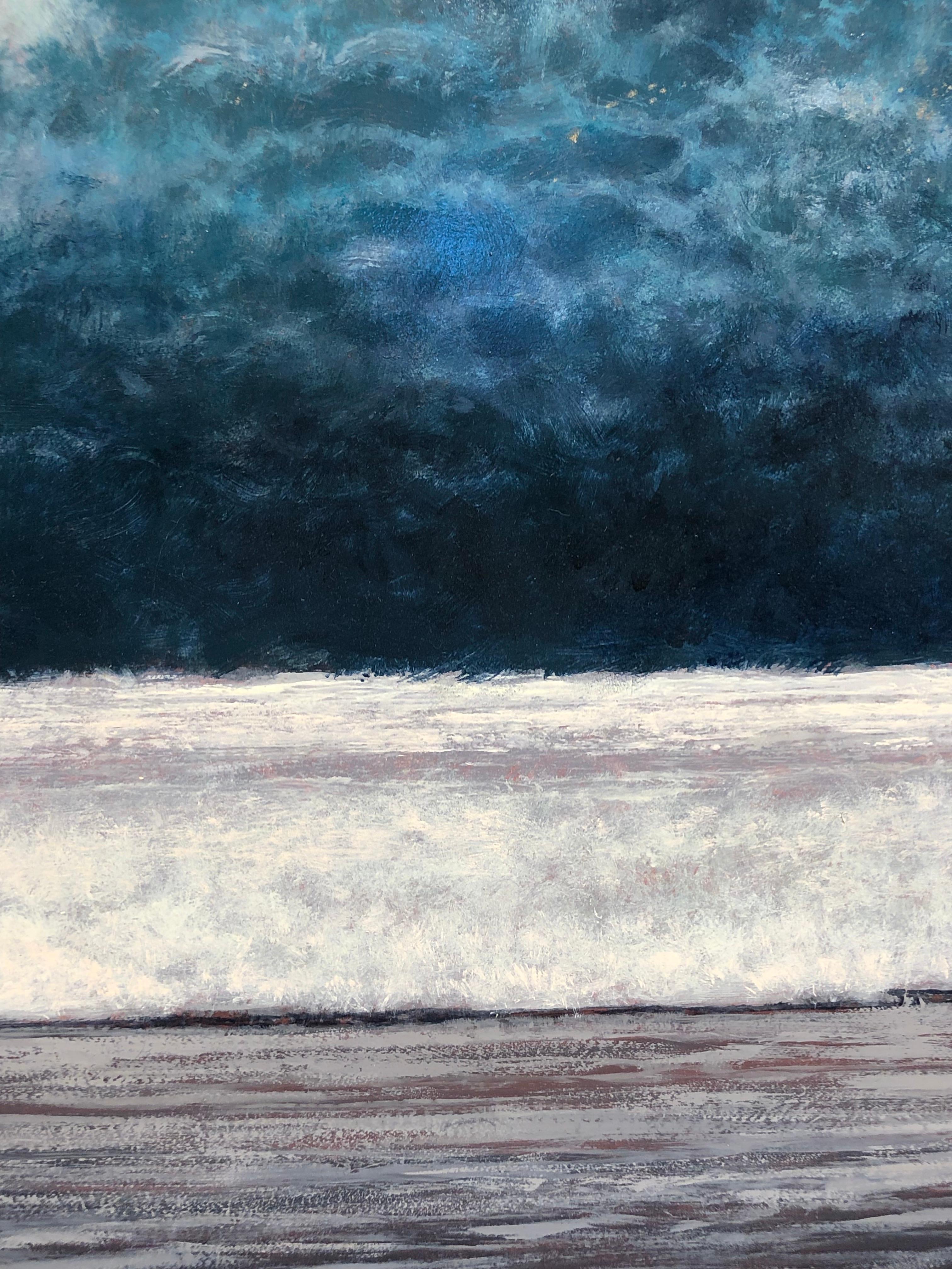 Wave, Kauai - Oil on Panel Painting in Blue Turquoise, White Sea Foam and Gray For Sale 3