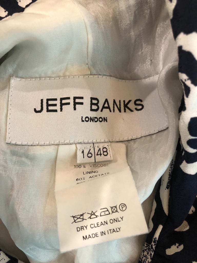 Jeff Banks London Size 16 / 48 Navy Blue + White 1990s Vintage 90s ...