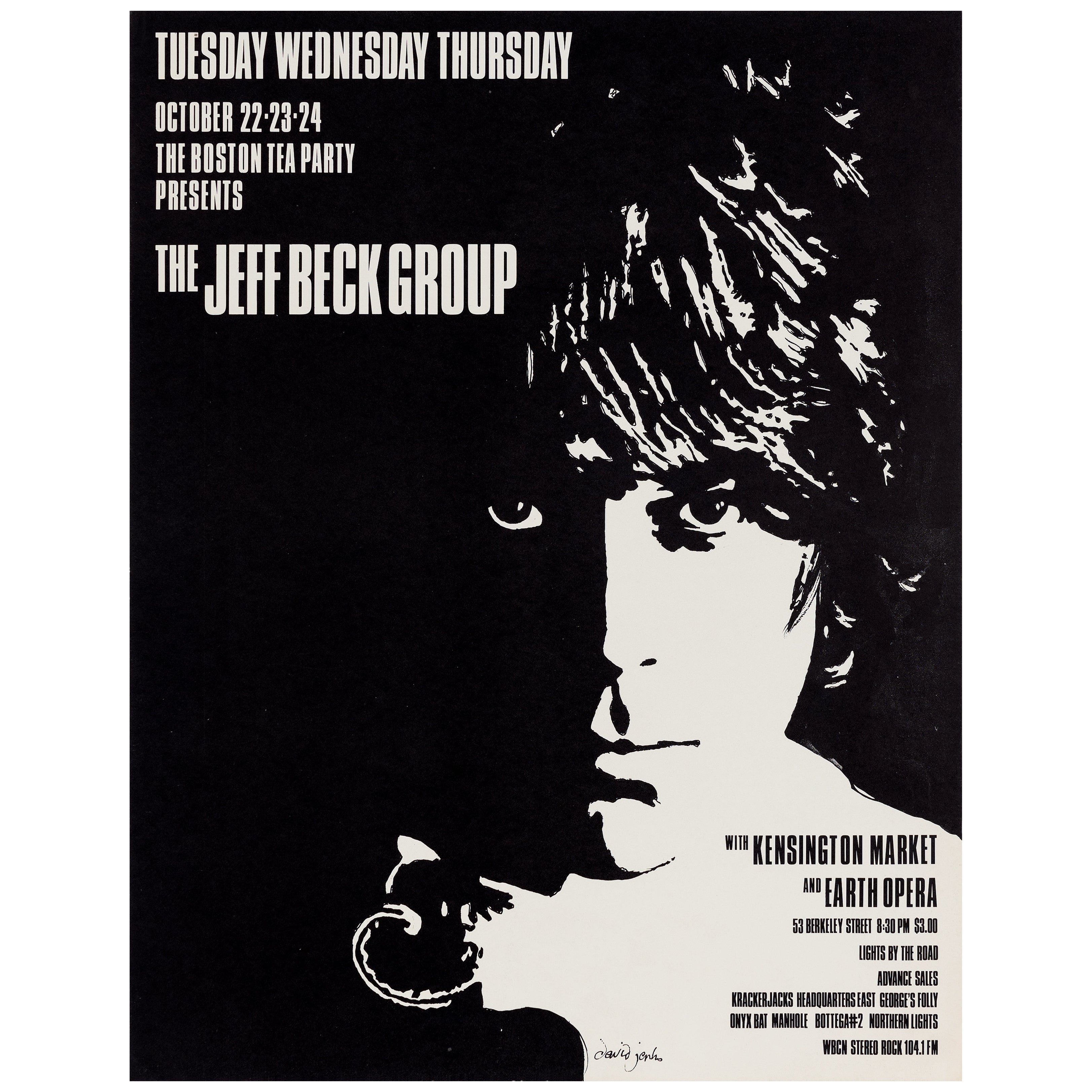 Jeff Beck Group Original Concert Poster for the Boston Tea Party, Boston, 1968