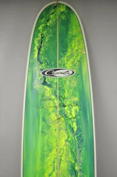 Jeff Clark Signed Global Glassing Green Marble Mavericks Big Wave Guns Surfboard