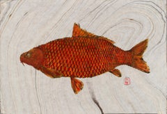 Big Red, Japanese Style Gyotaku Fish Painting on Mulberry Paper