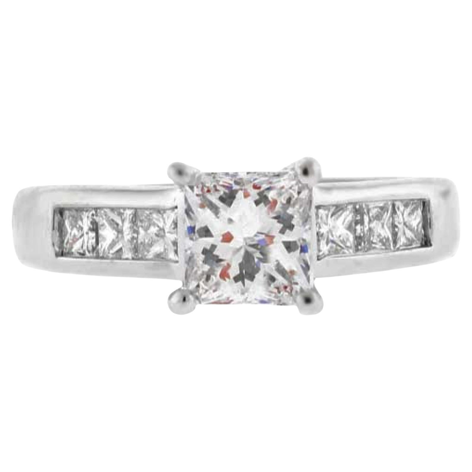 Im Angebot: Jeff Cooper 1 Karat Princess Cut Diamant Verlobungsring und passendes Band ()