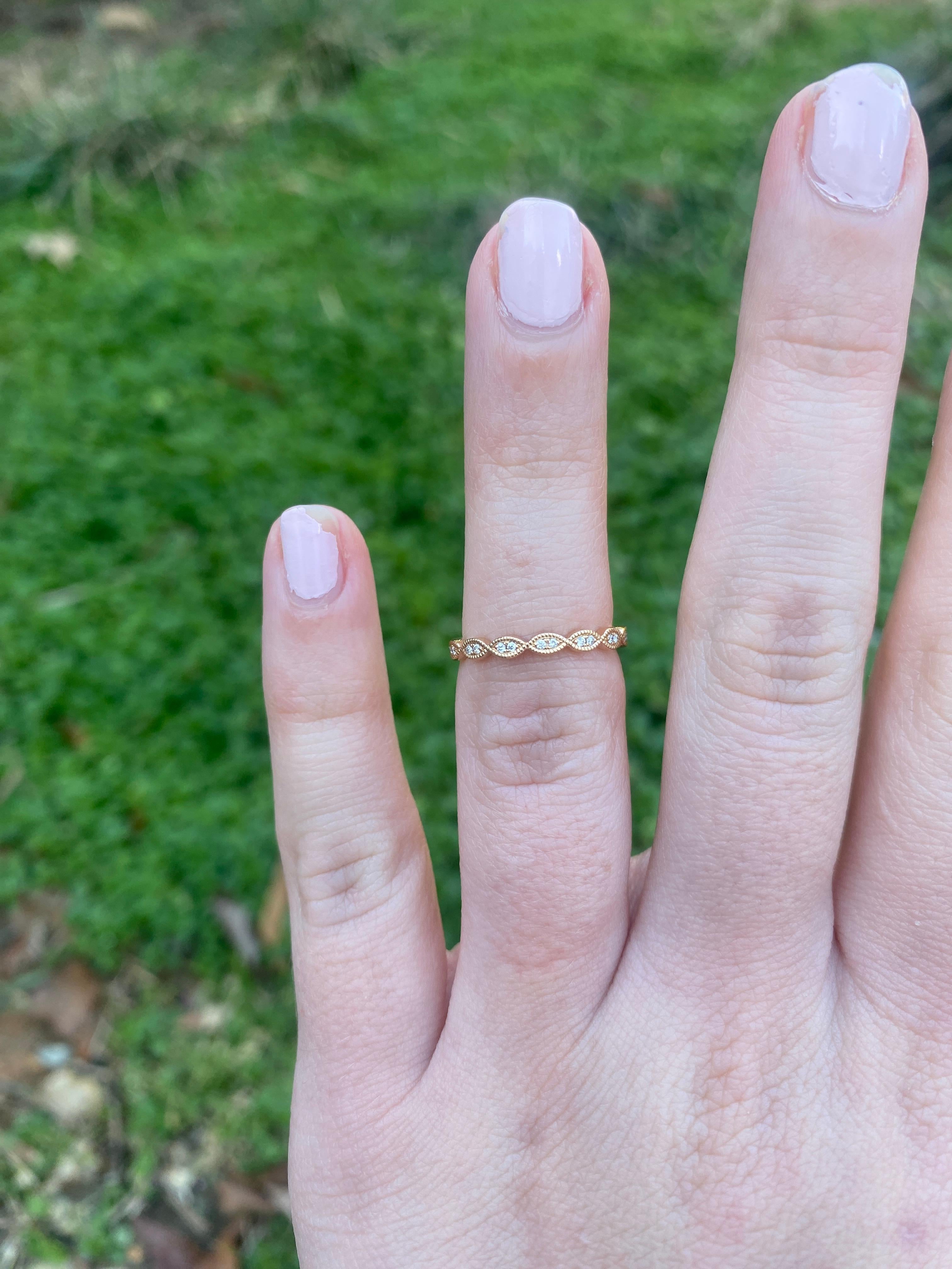 Jeff Cooper Diamond Band Ring, or jaune 18k, taille 4 en vente 2