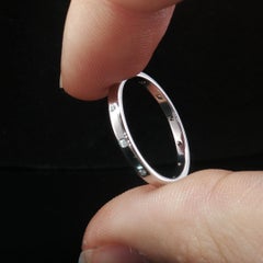 Jeff Cooper 18K White Gold Gypsy Set Round Diamond Band Ring Sz 6.5 Estate