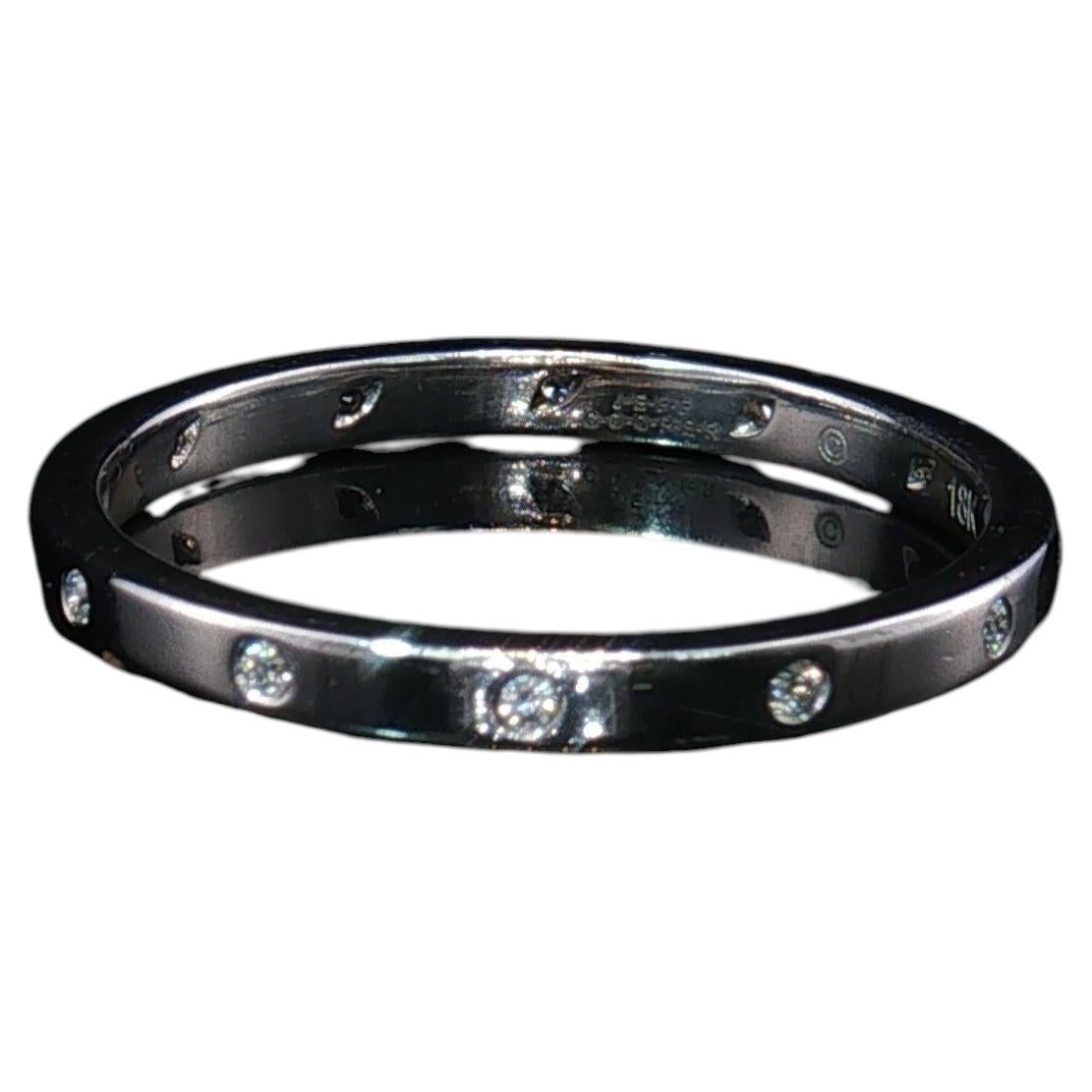 Bague Jeff Cooper en or blanc 18 carats, sertie de diamants ronds selon le style « Gypsy », taille 6,5, d'occasion en vente