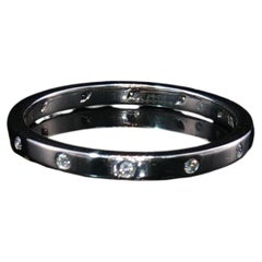 Jeff Cooper 18K White Gold Gypsy Set Round Diamond Band Ring Sz 6.5 Estate
