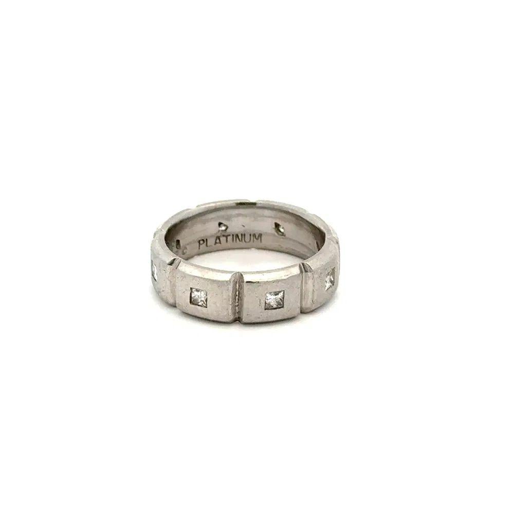 Jeff Cooper Designer Princess Cut Diamond Platinum Eternity Band Ring For Sale 1