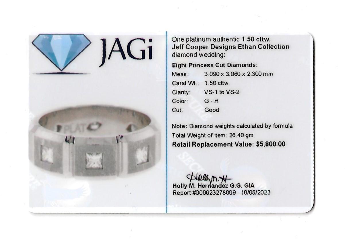 Jeff Cooper Designs Ethan Collection Men's Diamond Wedding Band in Platinum For Sale 4