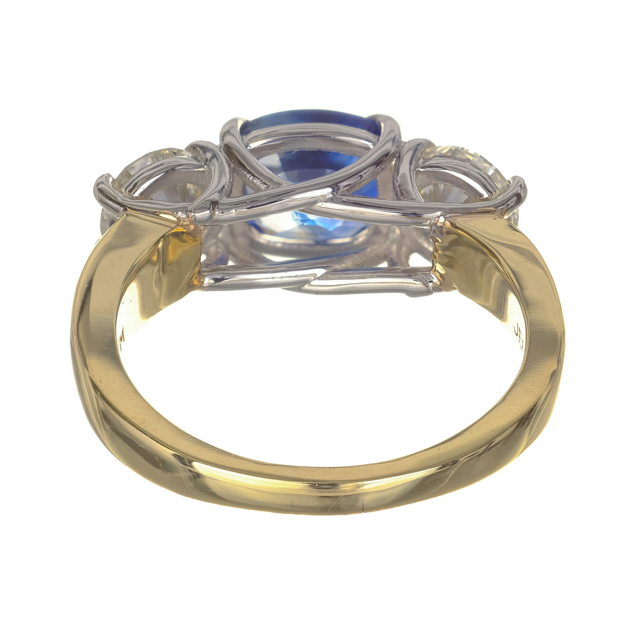 Jeff Cooper GIA Certified 3.33 Carat Sapphire Diamond Platinum Engagement Ring In Excellent Condition In Stamford, CT