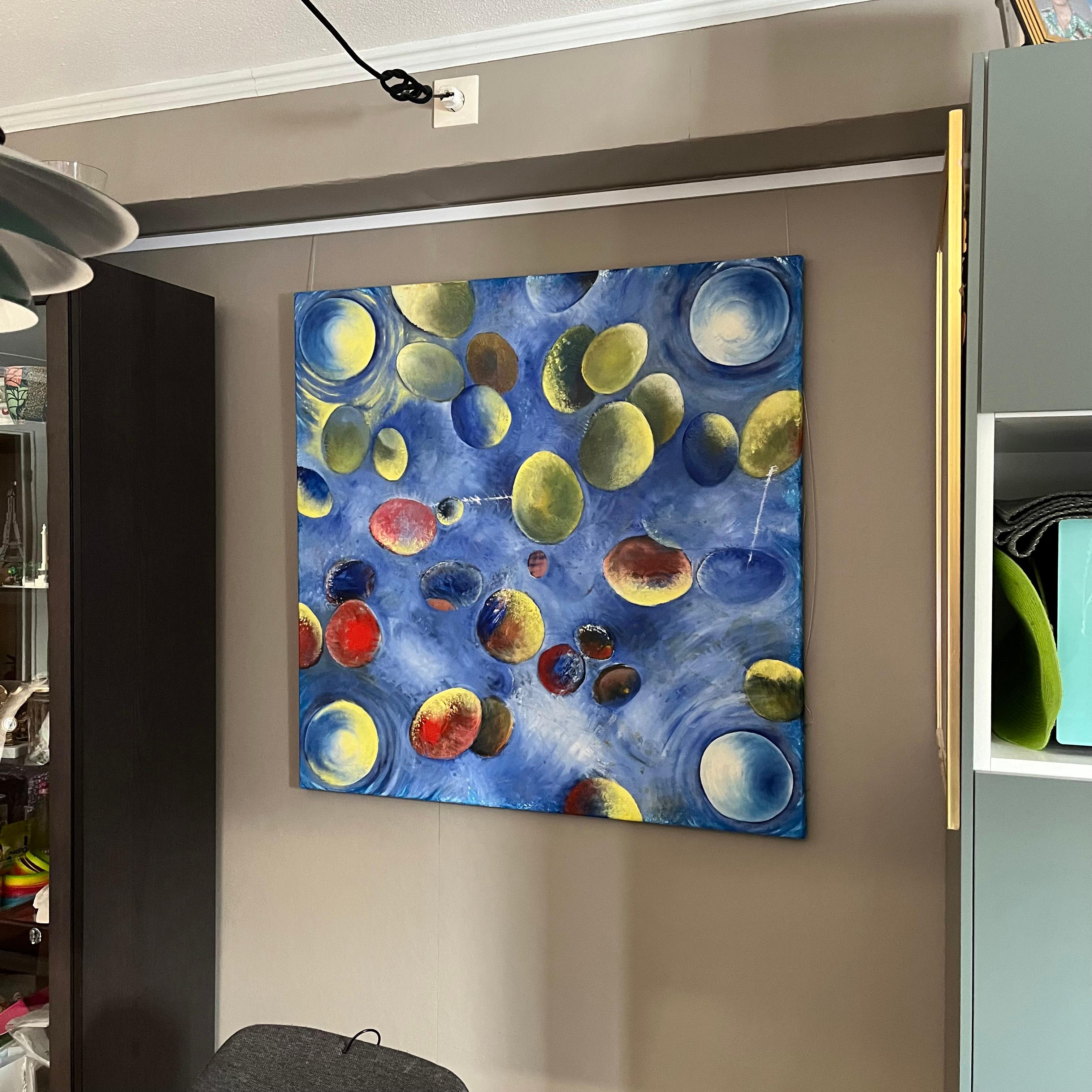 Blaue Bälle – Painting von Jeff Engberg
