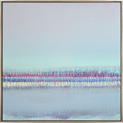 "Sur l'eau XXIII : Windward" Abstrait contemporain Huile et cire sur panneau