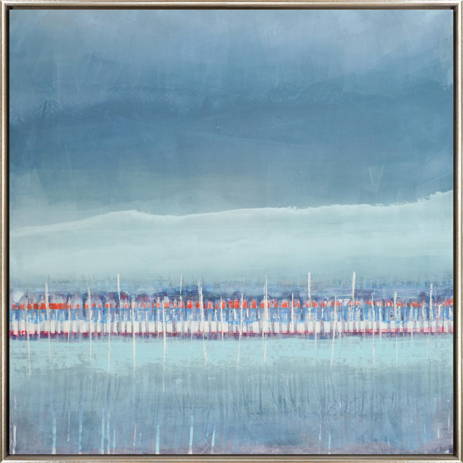 Jeff Erickson Abstract Painting - "On the Water XXIV: Stem the Tide" Contemporary Abstract Oil and Wax on Panel