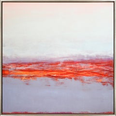 "Sunset Symphony" Peinture abstraite contemporaine à l'huile et à la cire sur panneau encadrée