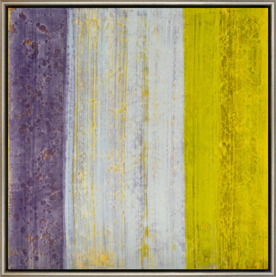 Jeff Erickson Abstract Painting - "The Five Senses: Golden Glow" Mixed Media Color Blocking on Panel