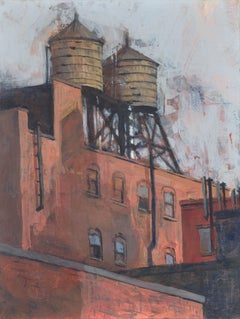 "Water Tower Shadow, " Mixed Media Painting