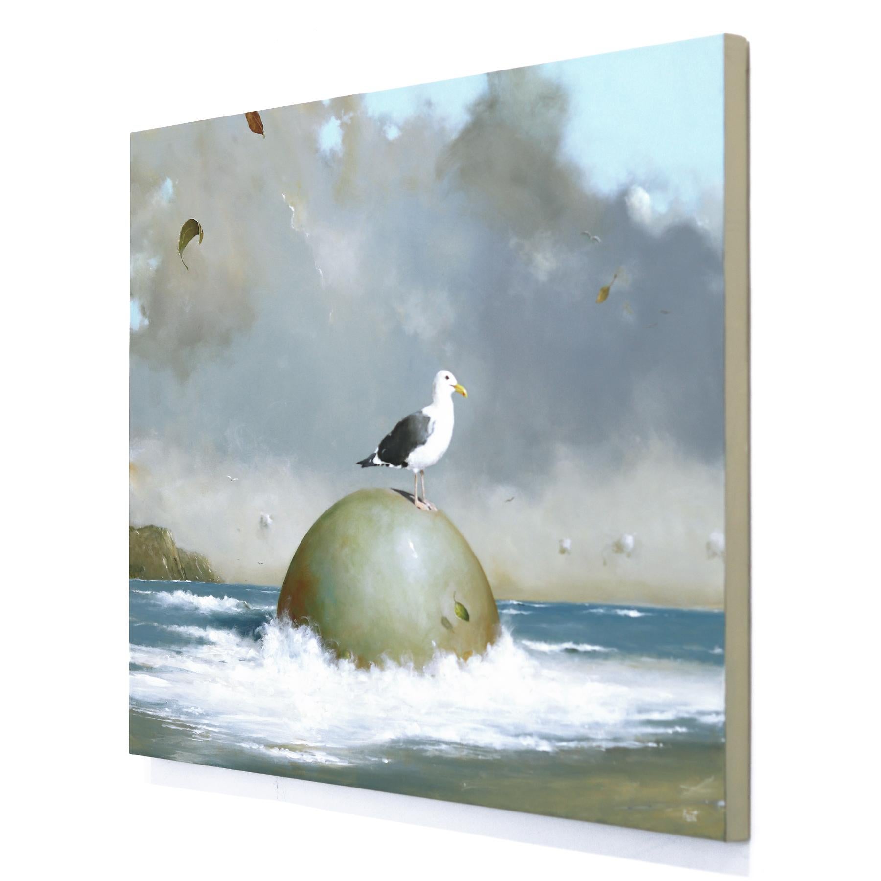 After the Storm - Original Contemporary Surrealist Bird Oceanscape Painting For Sale 1