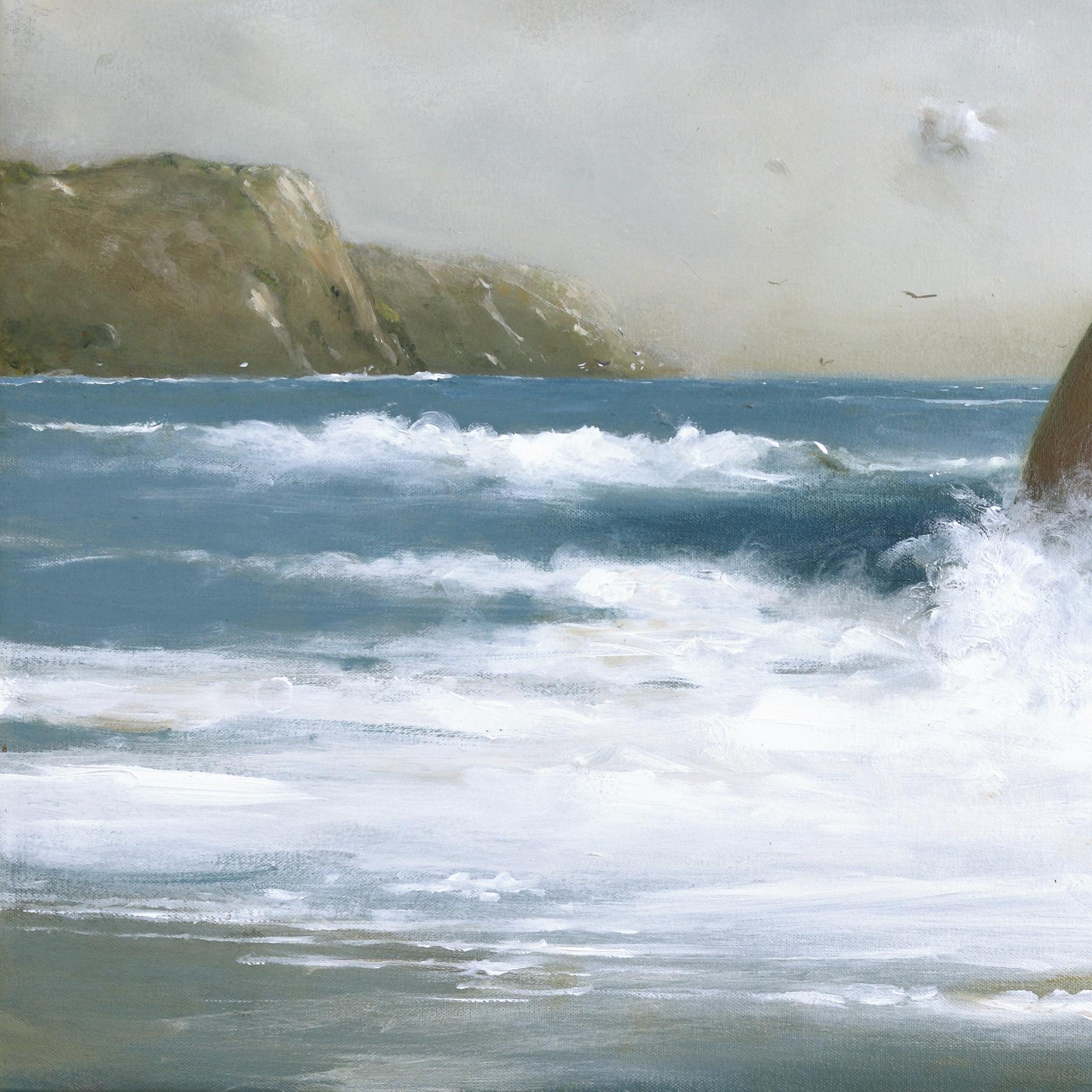 After the Storm - Original Contemporary Surrealist Bird Oceanscape Painting For Sale 4