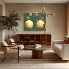 Autumn's Last Dance - Abstract Modern Surrealist Dark Green and Yellow Painting