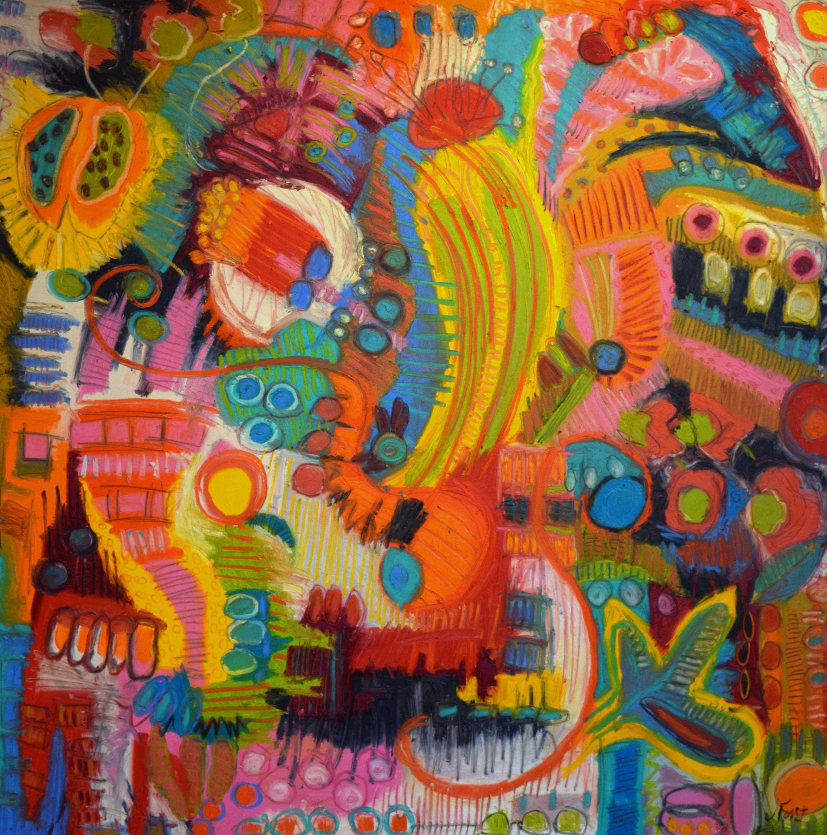 Abstract Painting di Jeff Ferst - Botanica, Pittura, Olio su tela