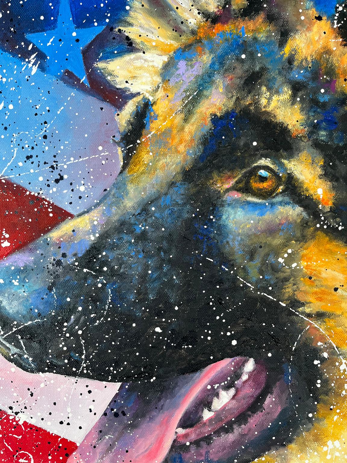 Dogmocrazia, Pittura a olio - Animal Painting Viola di Jeff Fleming